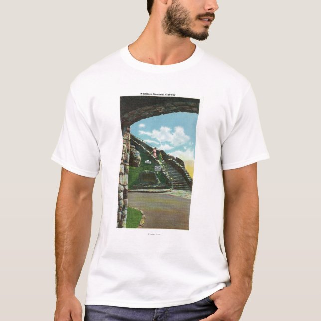 Women Descending Stairway from Summit T-Shirt (Front)