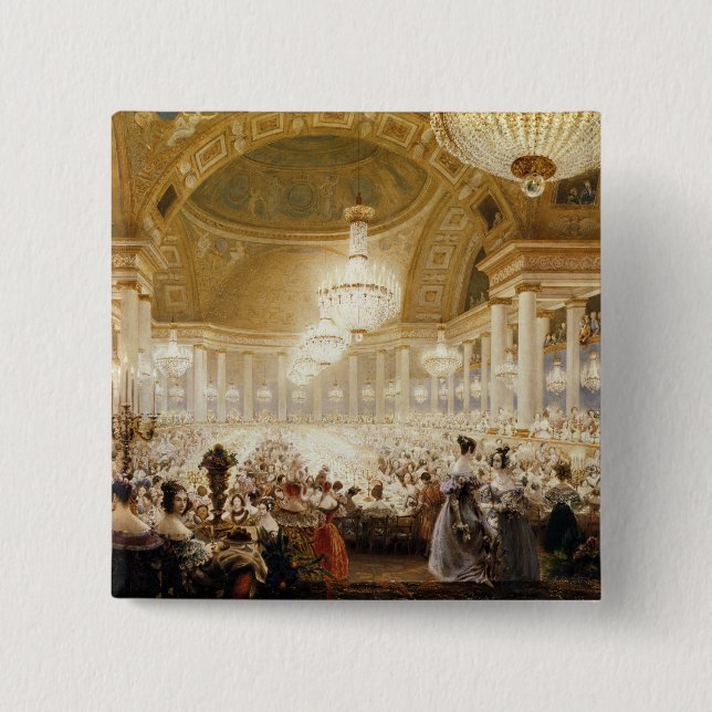 Women Dining at the Tuileries in 1835 2 Inch Square Button (Front)