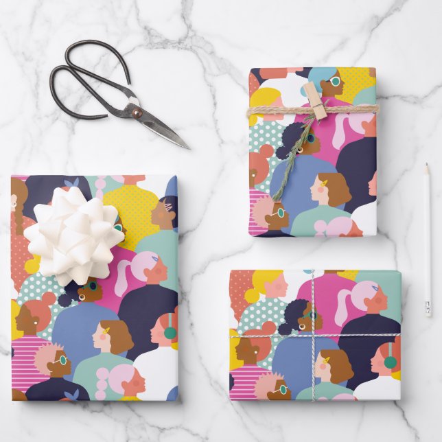 Women Diversity - Women of Different Ethnicity Wrapping Paper Sheet (Front)