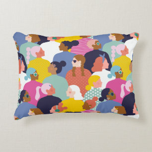 Women Diversity - Women of Various Race Accent Pillow