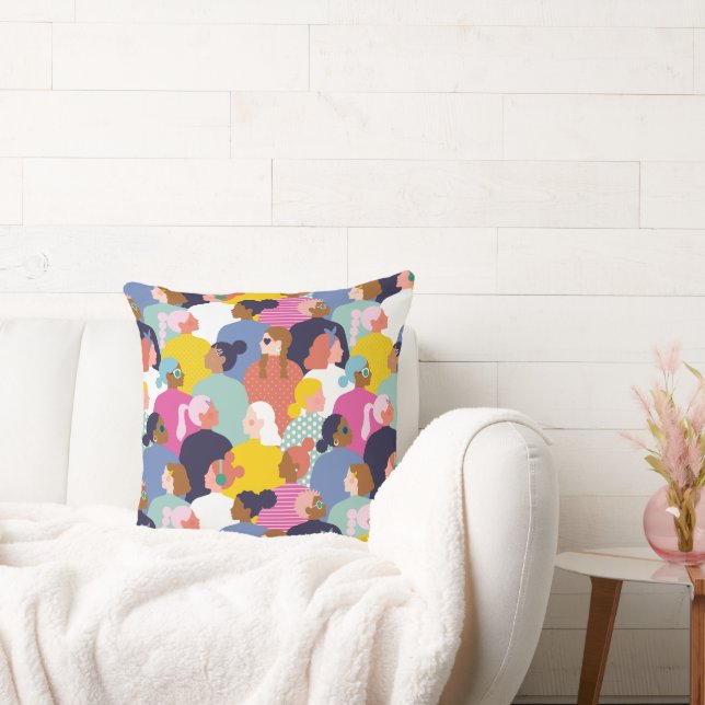 Women Diversity - Women of Various Race Throw Pillow (Couch)