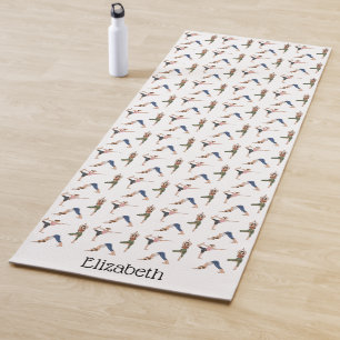 Women Doing Yoga Poses Workout Pattern And Name Mat