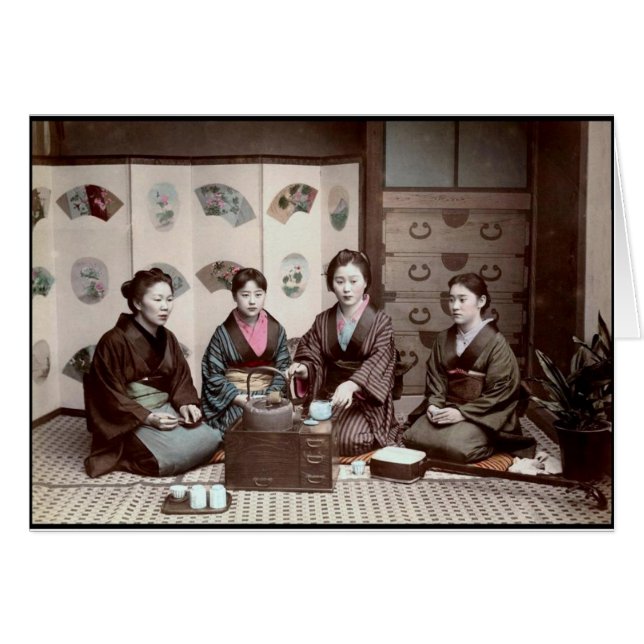 Women Drinking Tea - Vintage Japanese Geishas (Front Horizontal)