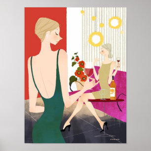 Women Drinking Wine Poster