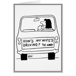 Women Driver Cartoon. Funny Card