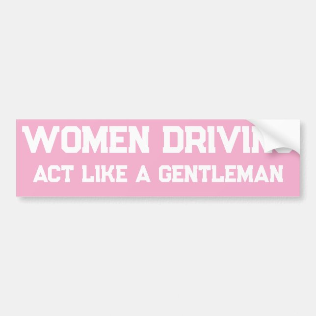 WOMEN DRIVING BUMPER STICKER (Front)