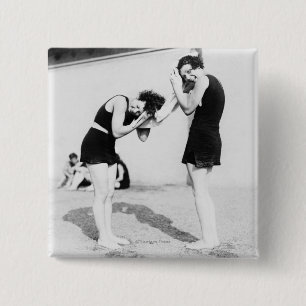 Women Drying their Hair at the Beach 2 Inch Square Button
