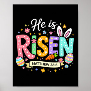 Women Easter He Is Risen Jesus Religious Christian Poster
