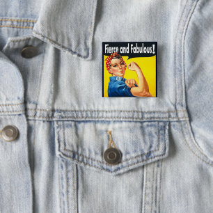 Women Empowerment Fierce and Fabulous 2 Inch Square Button