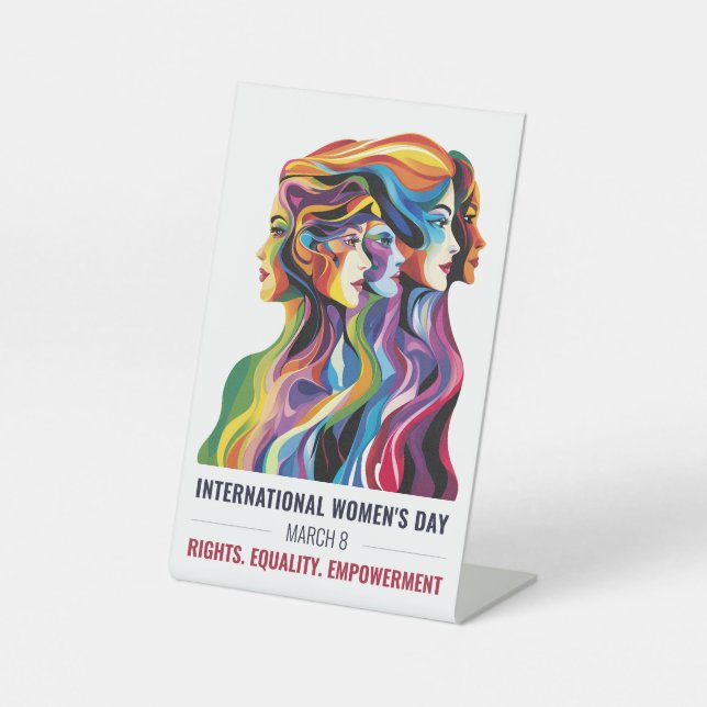Women Faces Art | International Women's Day | IWD Pedestal Sign (Front)