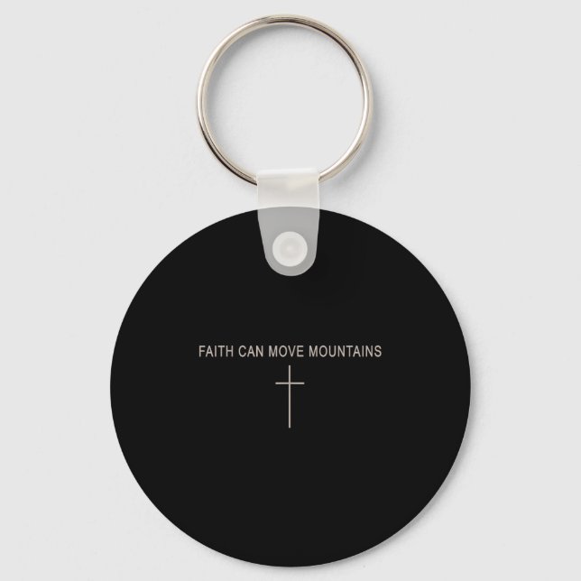 Women Faith Can Move Mountains Christian Minimalis Keychain (Front)