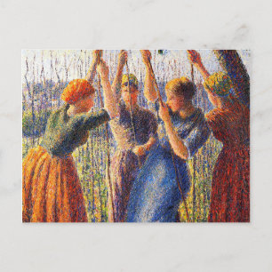 Women farmers plant piles by Camille Pissarro Postcard