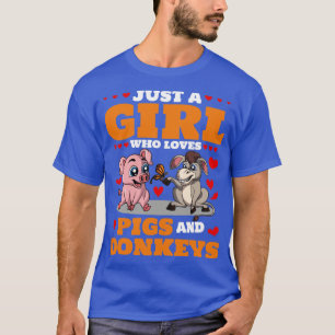 Women Farming Donkey Farmer Girls Farm Animal Pig T-Shirt
