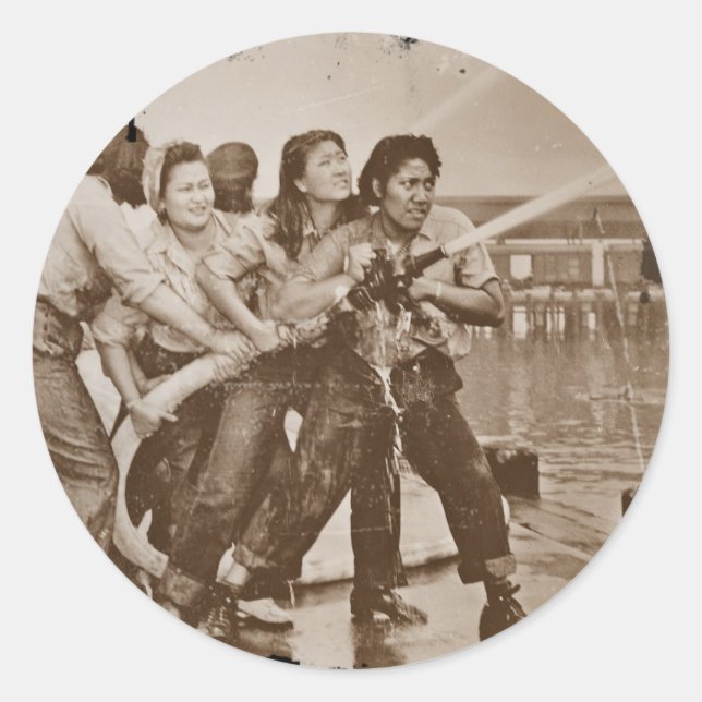 Women Firefighters Pearl Harbour December 7 Classic Round Sticker (Front)