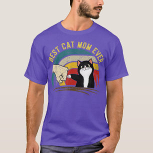 Women Fist bump Cat Retro Best Cat Mom Ever Mother T-Shirt