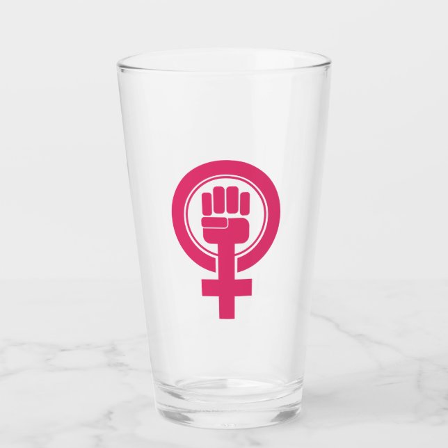 Women Fist Resist Symbol Glass (Front)