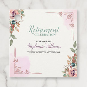 Women Floral Classic Elegant Retirement Party Favour Tags