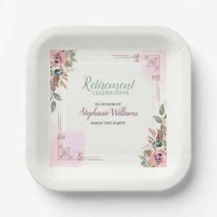 Women Floral Classic Elegant Retirement Party Paper Plate