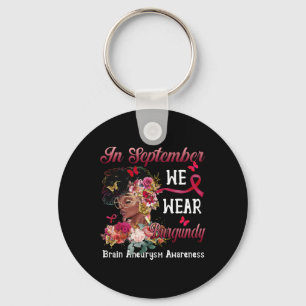 Women Flower Butterfly Brain Aneurysm Awareness Keychain