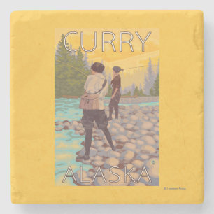 Women Fly Fishing - Curry, Alaska Stone Coaster