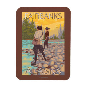 Women Fly Fishing - Fairbanks, Alaska Magnet