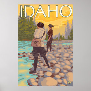 Women Fly Fishing - Idaho Poster