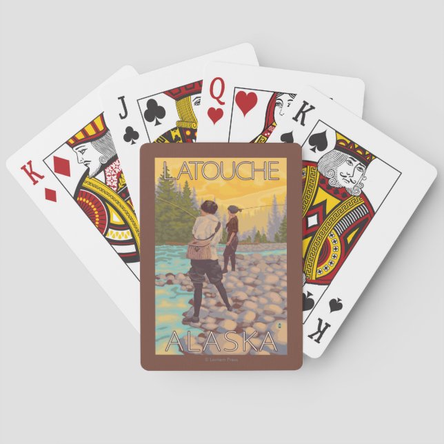 Women Fly Fishing - Latouche, Alaska Playing Cards (Back)