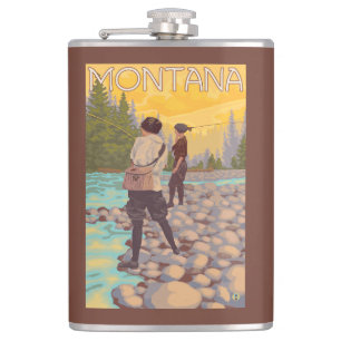 Women Fly Fishing - Montana Hip Flask