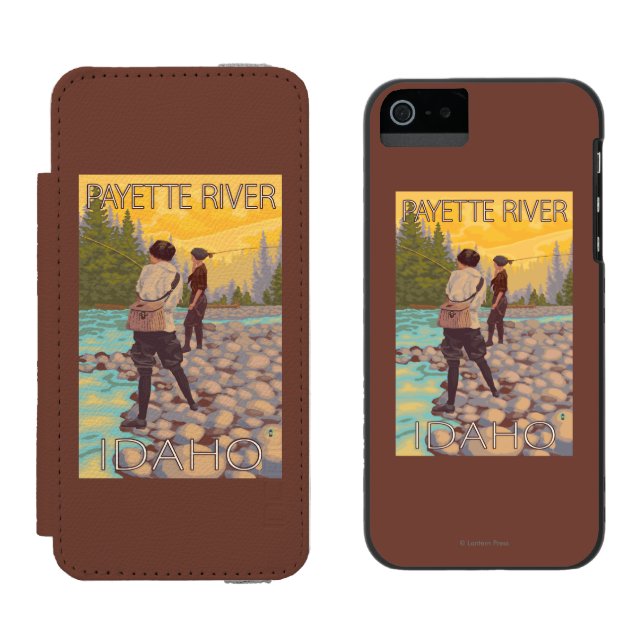 Women Fly Fishing - Payette River, Idaho Incipio iPhone Wallet Case (Side by Side)