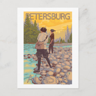Women Fly Fishing - Petersburg, Alaska Postcard