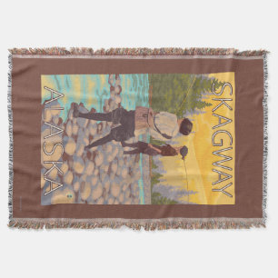 Women Fly Fishing - Skagway, Alaska Throw Blanket