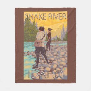 Women Fly Fishing - Snake River, Idaho Fleece Blanket