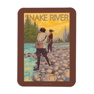 Women Fly Fishing - Snake River, Idaho Magnet