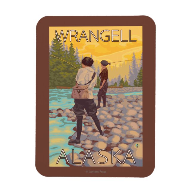 Women Fly Fishing - Wrangell, Alaska Magnet (Vertical)
