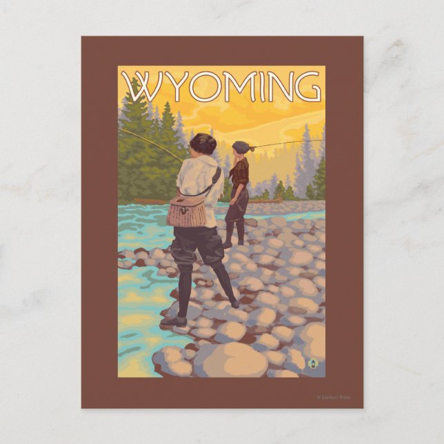 Women Fly Fishing - Wyoming Postcard (Front)