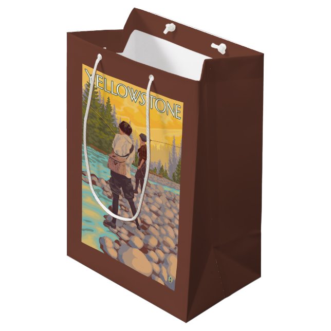Women Fly Fishing - Yellowstone National Park Medium Gift Bag (Front Angled)