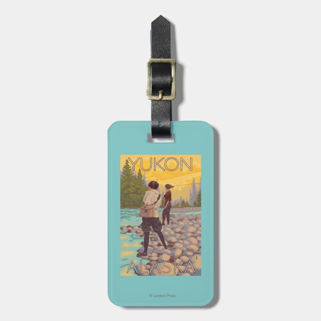 Women Fly Fishing - Yukon, Alaska Luggage Tag (Front Vertical)