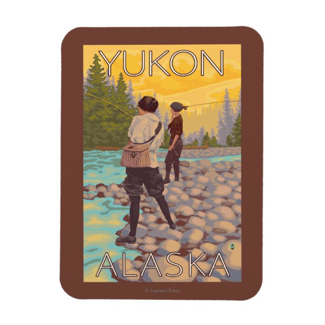 Women Fly Fishing - Yukon, Alaska Magnet (Vertical)