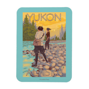 Women Fly Fishing - Yukon, Alaska Magnet
