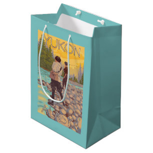 Women Fly Fishing - Yukon, Alaska Medium Gift Bag