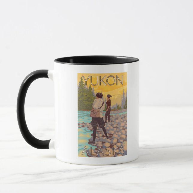 Women Fly Fishing - Yukon, Alaska Mug (Left)