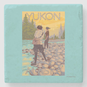 Women Fly Fishing - Yukon, Alaska Stone Coaster