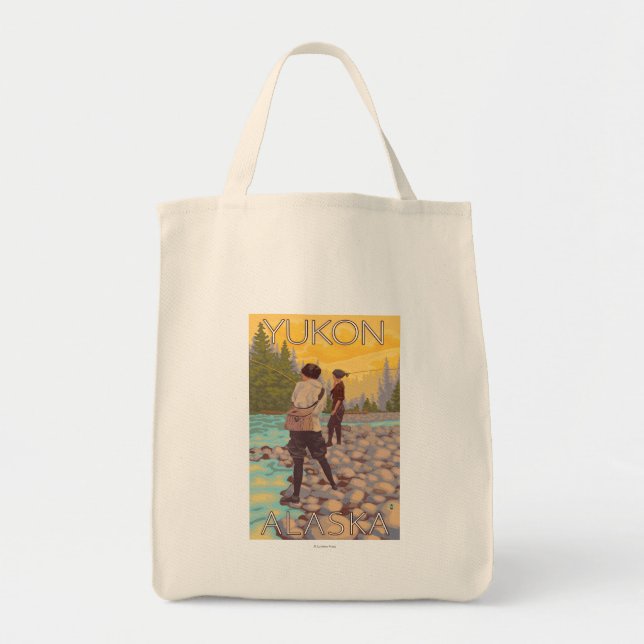 Women Fly Fishing - Yukon, Alaska Tote Bag (Front)