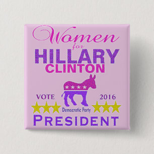 Women for Hillary Clinton President Think Pink 2 Inch Square Button