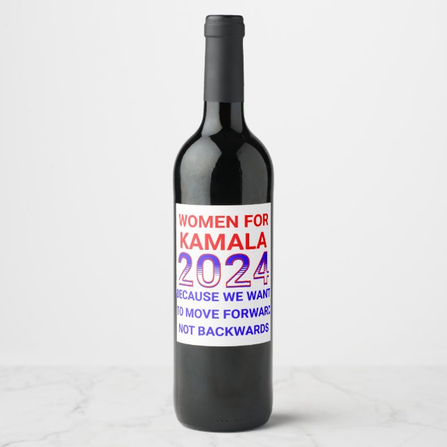 Women for Kamala Harris 2024 Election Wine Label (Front)