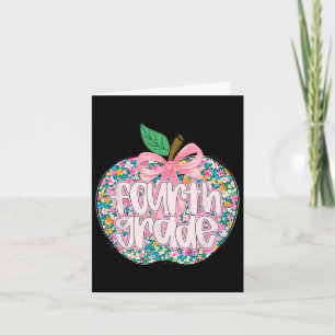 Women Fourth Grade Teacher Team Apple Floral Back Card