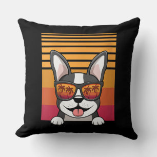 Women French Bulldog Sunglasses Gift For Dog Lover Throw Pillow