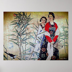 Women From Tang Dynasty Chinese Vintage Art Poster