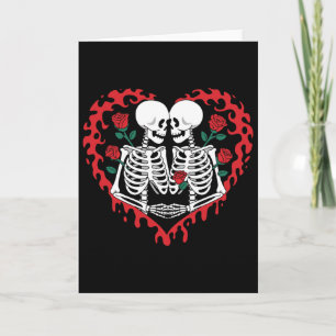 Women Funny Valentine Skull And Red Blood Horror  Card
