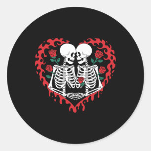 Women Funny Valentine Skull And Red Blood Horror  Classic Round Sticker